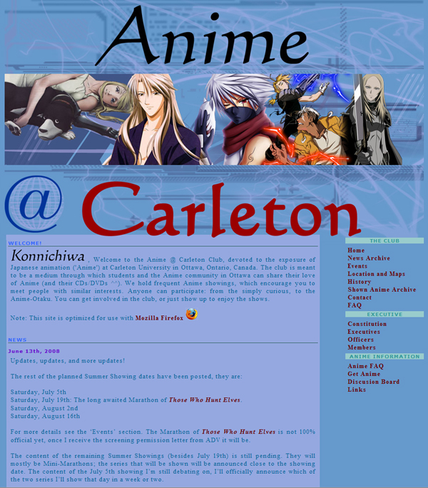 Anime@Carletons 2008 Site